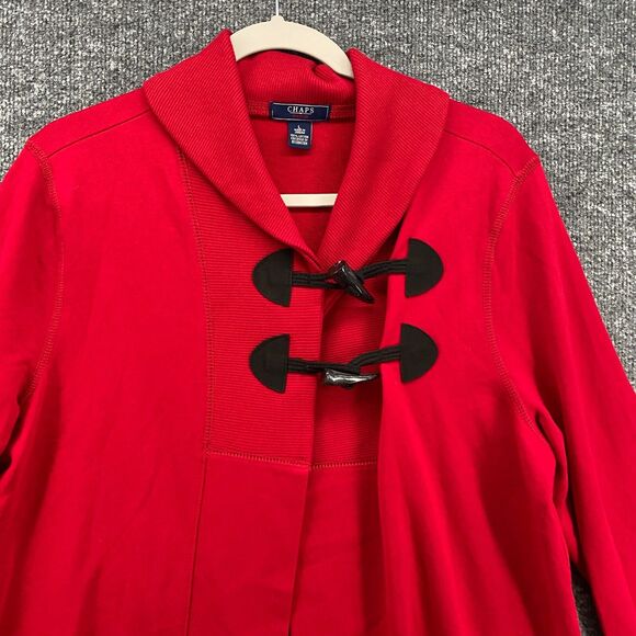 Chaps Cardigan Sweater Womens L Red Button Up Long Ladies Casual Holiday Comfy - Picture 2 of 7